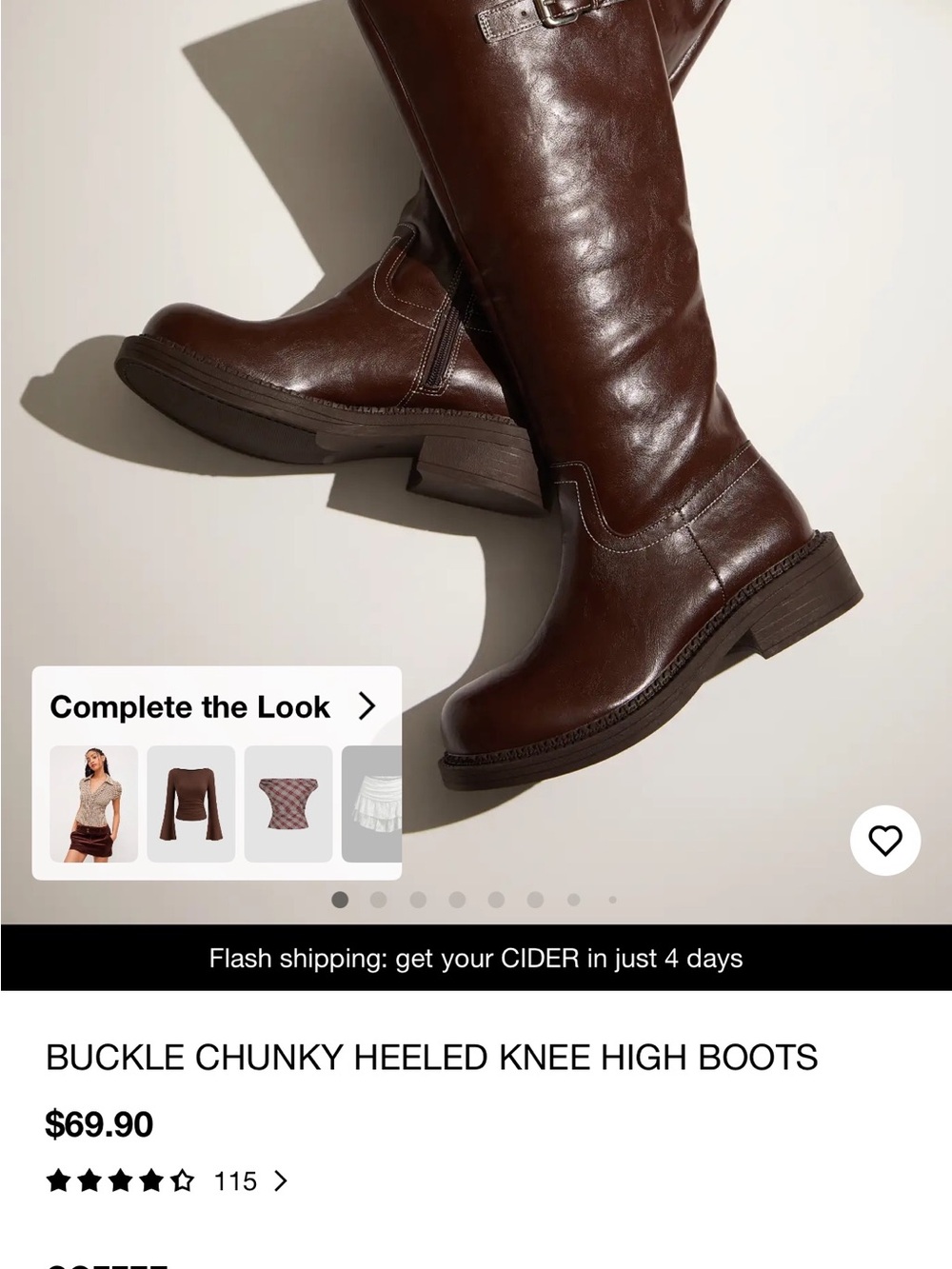 Cider Buckle Knee-High Chunky-Heel Boots in Dark Brown